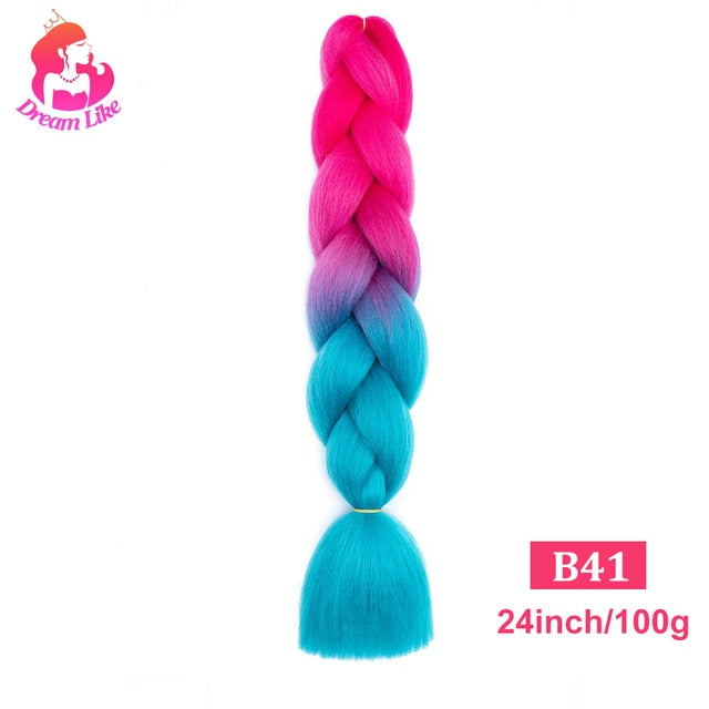 Dream Like 24 inch Ombre Color Synthetic Hair Braids Pre Stretched Wholesale Jumbo Braiding KaneKalon Hair Extensions 100g/pcs| |