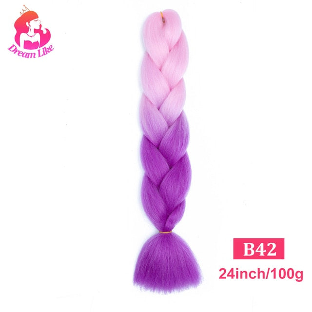 Dream Like 24 inch Ombre Color Synthetic Hair Braids Pre Stretched Wholesale Jumbo Braiding KaneKalon Hair Extensions 100g/pcs| |