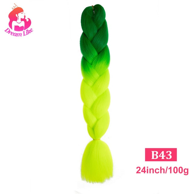 Dream Like 24 inch Ombre Color Synthetic Hair Braids Pre Stretched Wholesale Jumbo Braiding KaneKalon Hair Extensions 100g/pcs| |
