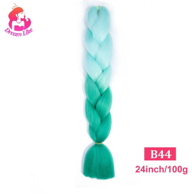 Dream Like 24 inch Ombre Color Synthetic Hair Braids Pre Stretched Wholesale Jumbo Braiding KaneKalon Hair Extensions 100g/pcs| |