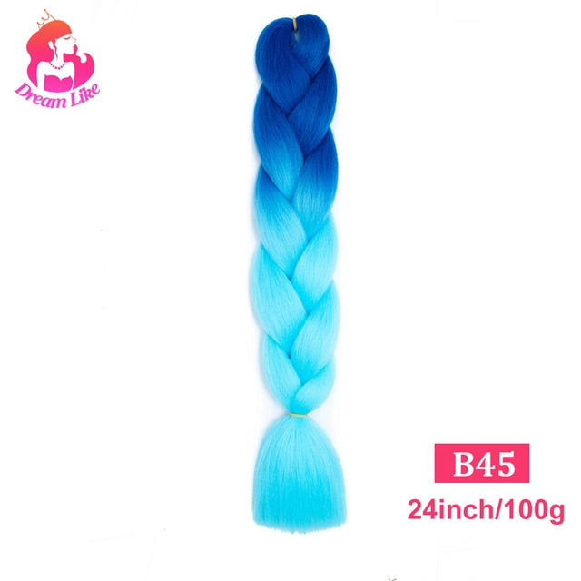Dream Like 24 inch Ombre Color Synthetic Hair Braids Pre Stretched Wholesale Jumbo Braiding KaneKalon Hair Extensions 100g/pcs| |