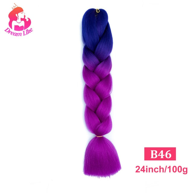 Dream Like 24 inch Ombre Color Synthetic Hair Braids Pre Stretched Wholesale Jumbo Braiding KaneKalon Hair Extensions 100g/pcs| |