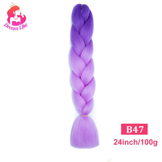 Dream Like 24 inch Ombre Color Synthetic Hair Braids Pre Stretched Wholesale Jumbo Braiding KaneKalon Hair Extensions 100g/pcs| |