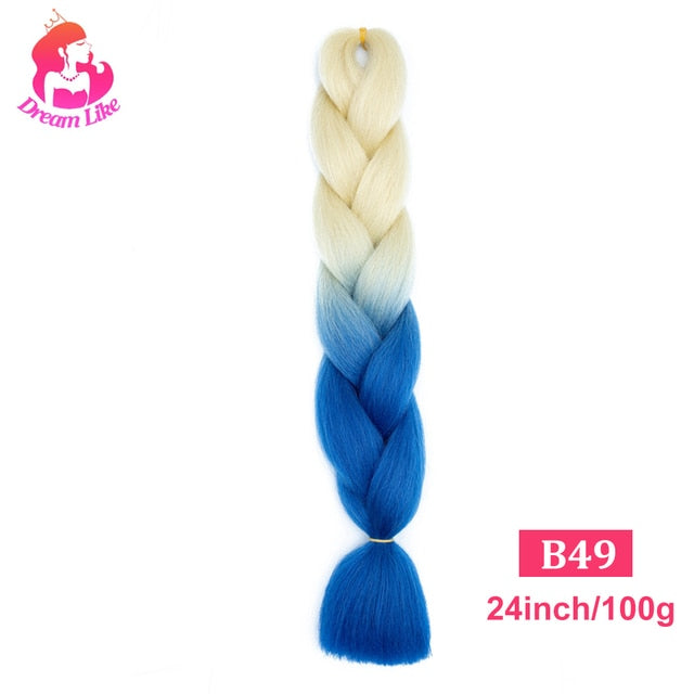 Dream Like 24 inch Ombre Color Synthetic Hair Braids Pre Stretched Wholesale Jumbo Braiding KaneKalon Hair Extensions 100g/pcs| |