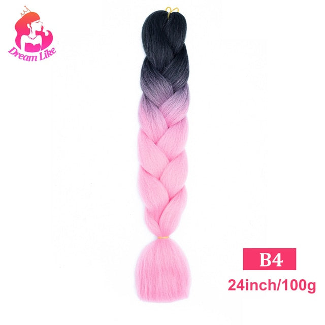 Dream Like 24 inch Ombre Color Synthetic Hair Braids Pre Stretched Wholesale Jumbo Braiding KaneKalon Hair Extensions 100g/pcs| |