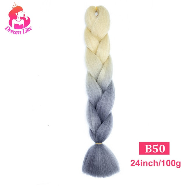 Dream Like 24 inch Ombre Color Synthetic Hair Braids Pre Stretched Wholesale Jumbo Braiding KaneKalon Hair Extensions 100g/pcs| |