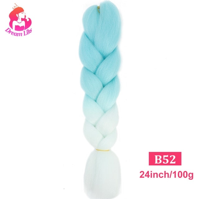 Dream Like 24 inch Ombre Color Synthetic Hair Braids Pre Stretched Wholesale Jumbo Braiding KaneKalon Hair Extensions 100g/pcs| |