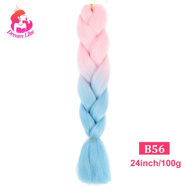 Dream Like 24 inch Ombre Color Synthetic Hair Braids Pre Stretched Wholesale Jumbo Braiding KaneKalon Hair Extensions 100g/pcs| |