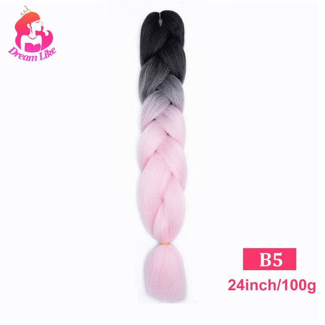 Dream Like 24 inch Ombre Color Synthetic Hair Braids Pre Stretched Wholesale Jumbo Braiding KaneKalon Hair Extensions 100g/pcs| |