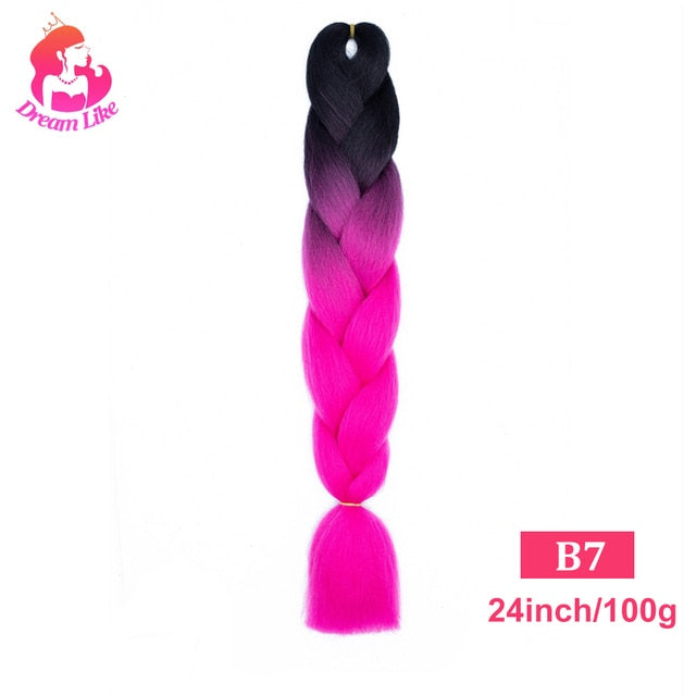 Dream Like 24 inch Ombre Color Synthetic Hair Braids Pre Stretched Wholesale Jumbo Braiding KaneKalon Hair Extensions 100g/pcs| |