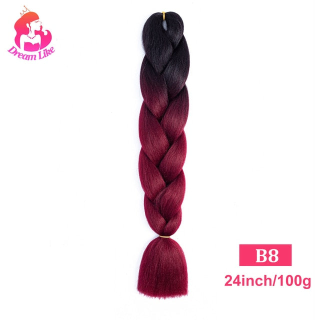 Dream Like 24 inch Ombre Color Synthetic Hair Braids Pre Stretched Wholesale Jumbo Braiding KaneKalon Hair Extensions 100g/pcs| |