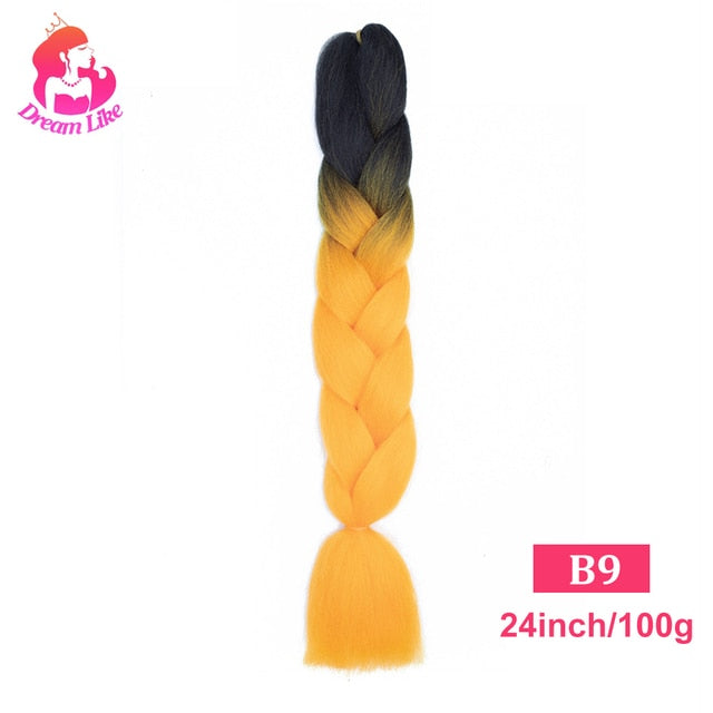 Dream Like 24 inch Ombre Color Synthetic Hair Braids Pre Stretched Wholesale Jumbo Braiding KaneKalon Hair Extensions 100g/pcs| |