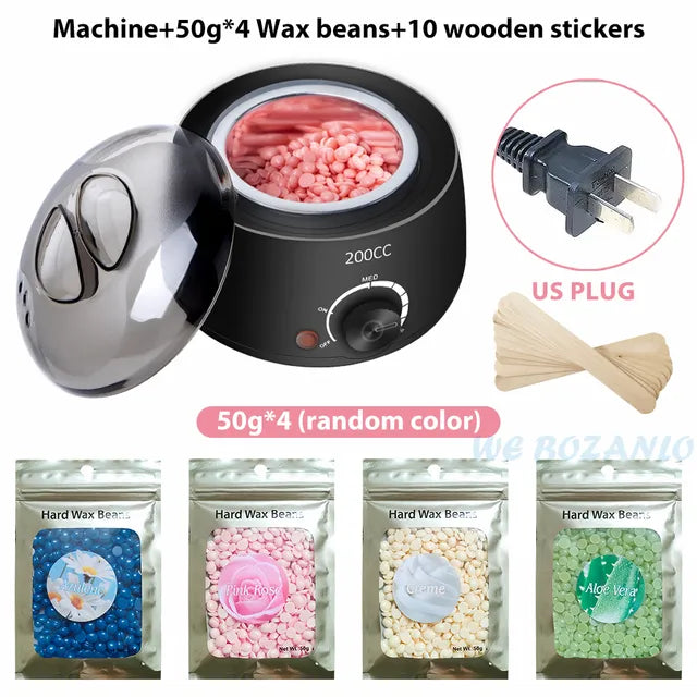 200CC Wax Heater Warmer Hair Removal Machine +Wax Beans + Wood Sticks