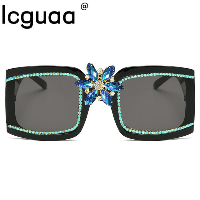 Oversized Square Gradient Diamond Vintage Sunglasses