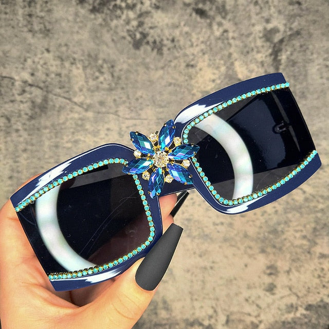 Oversized Square Gradient Diamond Vintage Sunglasses