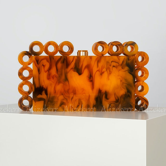Marbling Acrylic Box Evening Clutch
