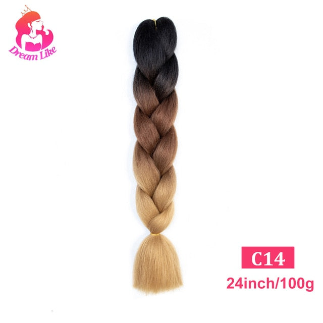 Dream Like 24 inch Ombre Color Synthetic Hair Braids Pre Stretched Wholesale Jumbo Braiding KaneKalon Hair Extensions 100g/pcs| |