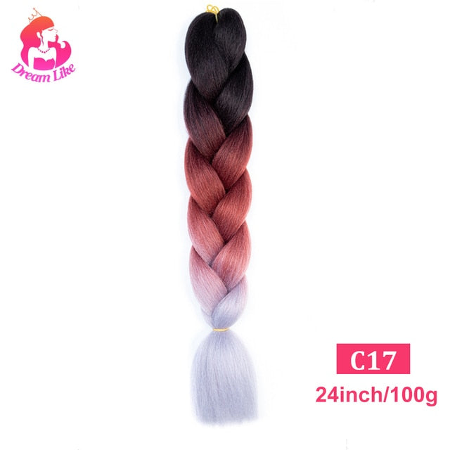 Dream Like 24 inch Ombre Color Synthetic Hair Braids Pre Stretched Wholesale Jumbo Braiding KaneKalon Hair Extensions 100g/pcs| |
