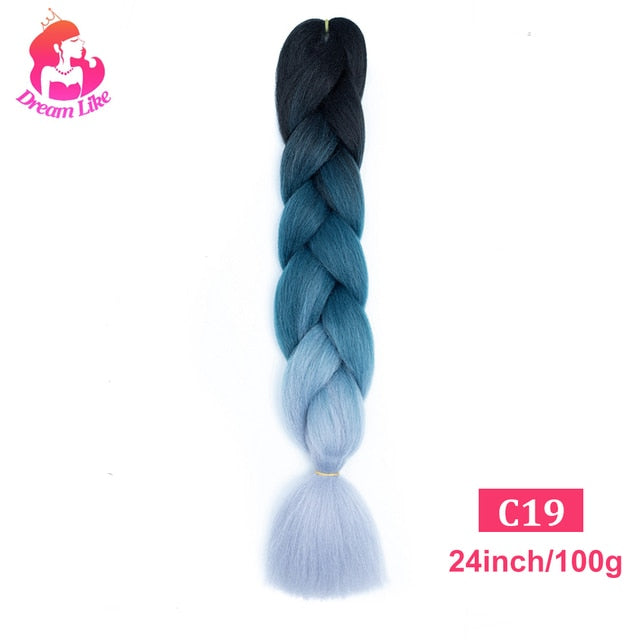 Dream Like 24 inch Ombre Color Synthetic Hair Braids Pre Stretched Wholesale Jumbo Braiding KaneKalon Hair Extensions 100g/pcs| |