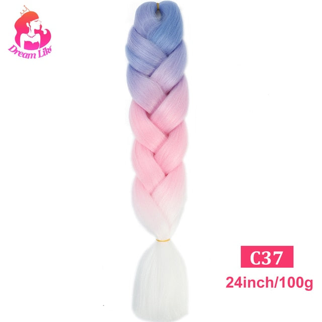 Dream Like 24 inch Ombre Color Synthetic Hair Braids Pre Stretched Wholesale Jumbo Braiding KaneKalon Hair Extensions 100g/pcs| |