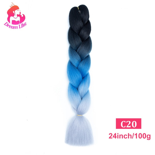 Dream Like 24 inch Ombre Color Synthetic Hair Braids Pre Stretched Wholesale Jumbo Braiding KaneKalon Hair Extensions 100g/pcs| |