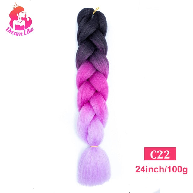 Dream Like 24 inch Ombre Color Synthetic Hair Braids Pre Stretched Wholesale Jumbo Braiding KaneKalon Hair Extensions 100g/pcs| |