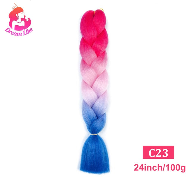 Dream Like 24 inch Ombre Color Synthetic Hair Braids Pre Stretched Wholesale Jumbo Braiding KaneKalon Hair Extensions 100g/pcs| |