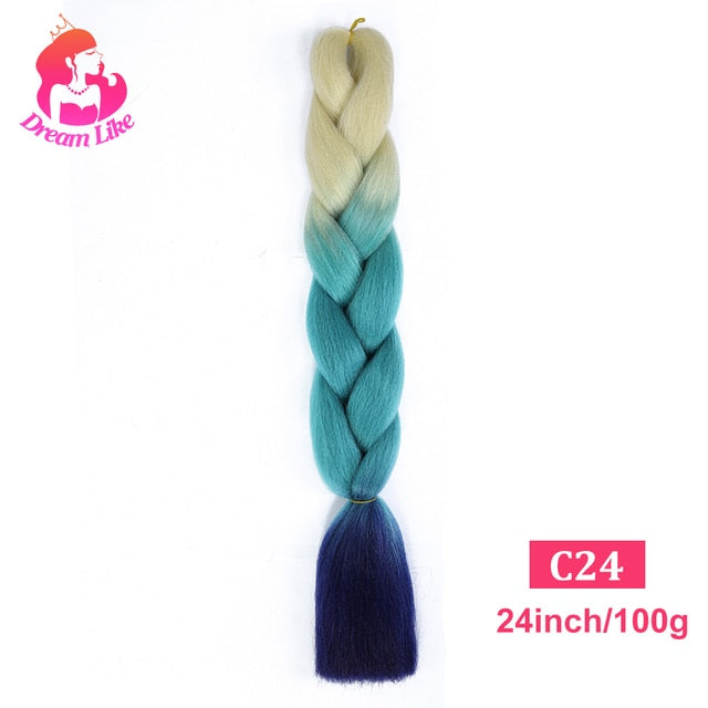 Dream Like 24 inch Ombre Color Synthetic Hair Braids Pre Stretched Wholesale Jumbo Braiding KaneKalon Hair Extensions 100g/pcs| |