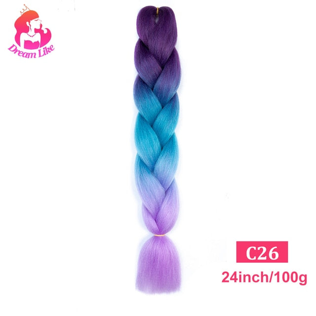 Dream Like 24 inch Ombre Color Synthetic Hair Braids Pre Stretched Wholesale Jumbo Braiding KaneKalon Hair Extensions 100g/pcs| |