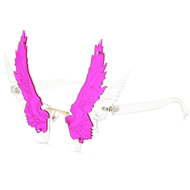 Oec Cpo Unique Winged Rimless Sunglasses