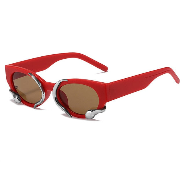 OEC CPO Retro Cat Eye Sunglasses--Metal Decorative Goggle Sun Glasses