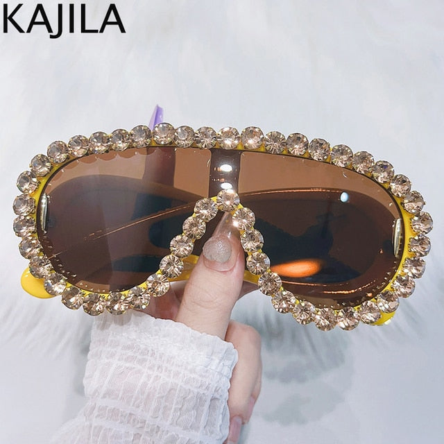 Oversized Punk Rhinestones Sunglasses Steampunk Eyewear UV400