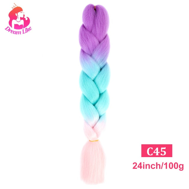 Dream Like 24 inch Ombre Color Synthetic Hair Braids Pre Stretched Wholesale Jumbo Braiding KaneKalon Hair Extensions 100g/pcs| |