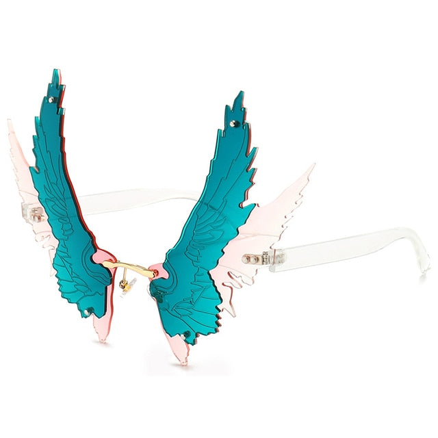 Oec Cpo Unique Winged Rimless Sunglasses