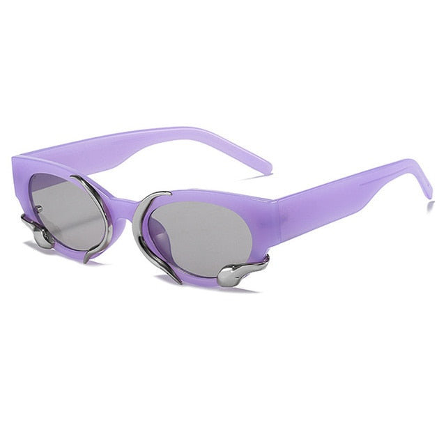OEC CPO Retro Cat Eye Sunglasses--Metal Decorative Goggle Sun Glasses