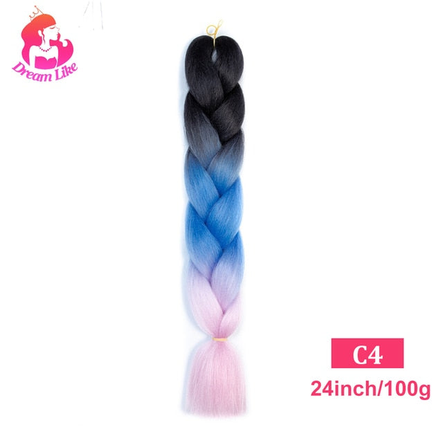 Dream Like 24 inch Ombre Color Synthetic Hair Braids Pre Stretched Wholesale Jumbo Braiding KaneKalon Hair Extensions 100g/pcs| |