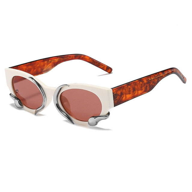 OEC CPO Retro Cat Eye Sunglasses--Metal Decorative Goggle Sun Glasses
