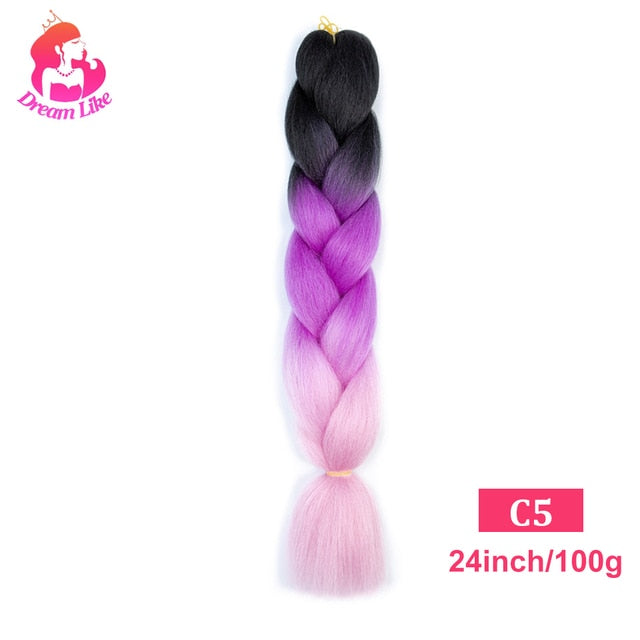 Dream Like 24 inch Ombre Color Synthetic Hair Braids Pre Stretched Wholesale Jumbo Braiding KaneKalon Hair Extensions 100g/pcs| |
