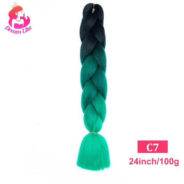 Dream Like 24 inch Ombre Color Synthetic Hair Braids Pre Stretched Wholesale Jumbo Braiding KaneKalon Hair Extensions 100g/pcs| |