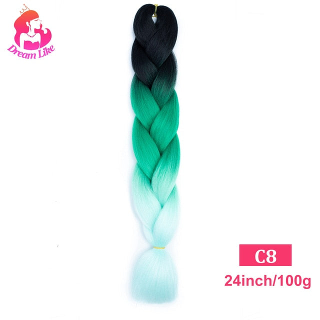 Dream Like 24 inch Ombre Color Synthetic Hair Braids Pre Stretched Wholesale Jumbo Braiding KaneKalon Hair Extensions 100g/pcs| |