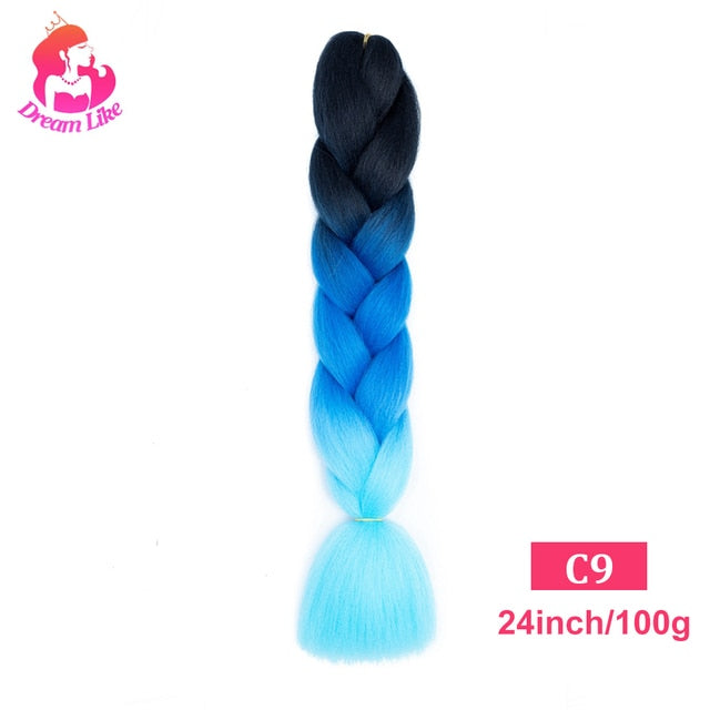 Dream Like 24 inch Ombre Color Synthetic Hair Braids Pre Stretched Wholesale Jumbo Braiding KaneKalon Hair Extensions 100g/pcs| |