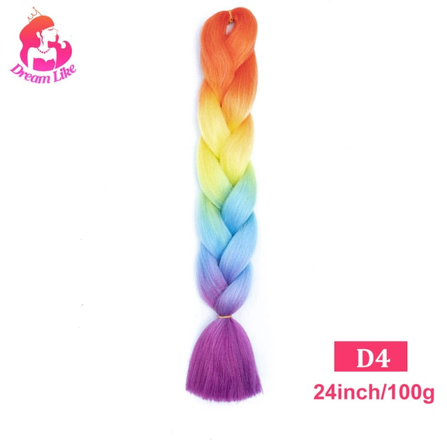 Dream Like 24 inch Ombre Color Synthetic Hair Braids Pre Stretched Wholesale Jumbo Braiding KaneKalon Hair Extensions 100g/pcs| |