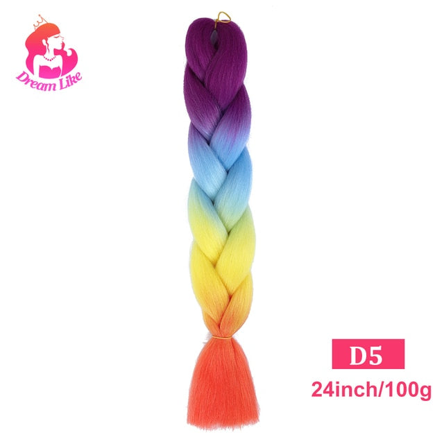 Dream Like 24 inch Ombre Color Synthetic Hair Braids Pre Stretched Wholesale Jumbo Braiding KaneKalon Hair Extensions 100g/pcs| |