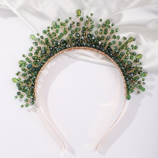 Crystal Bridal Crown/Headband with Silver Diamonds