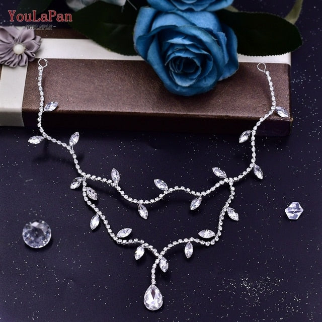 Youlapan Hp466 Rhinestone Wedding Forehead Headbands