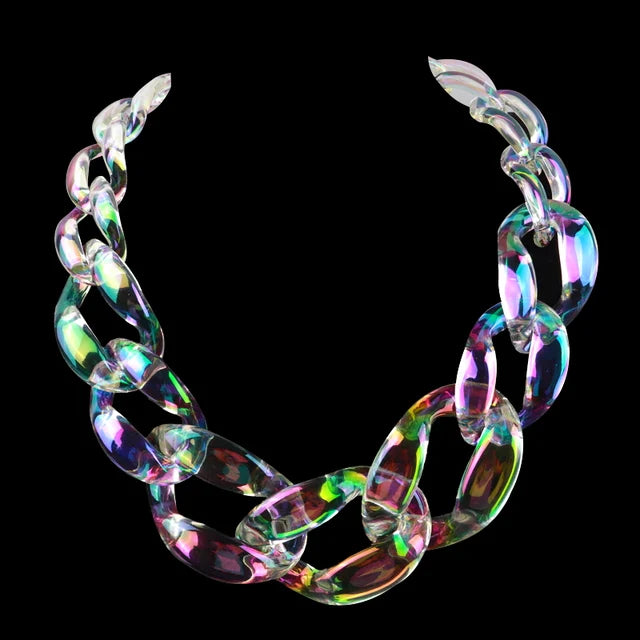FishSheep Iridscent Color Acrylic Chunky Chain Choker