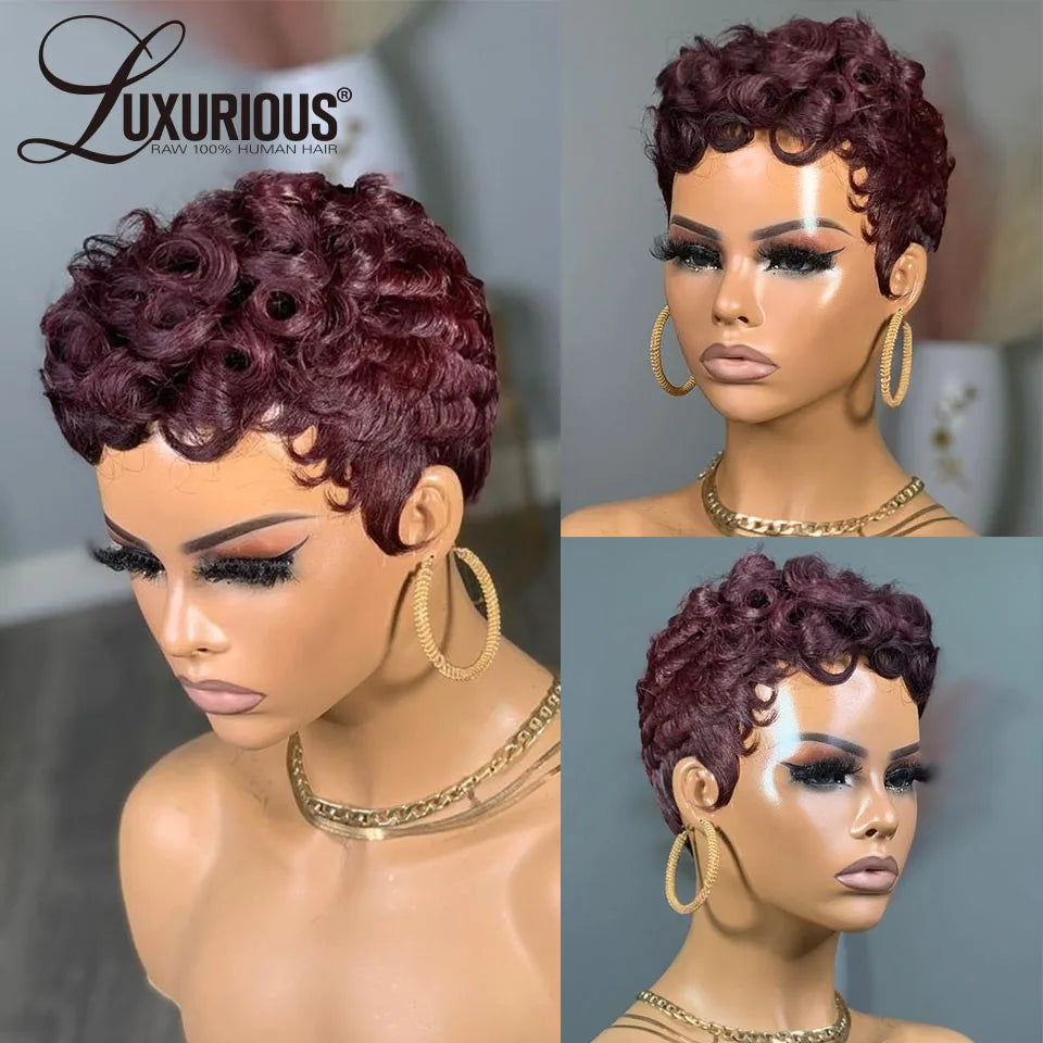 Loose Deep Short Pixie Cut Human Hair Wigs