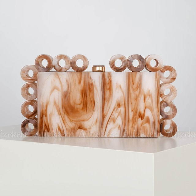 Marbling Acrylic Box Evening Clutch