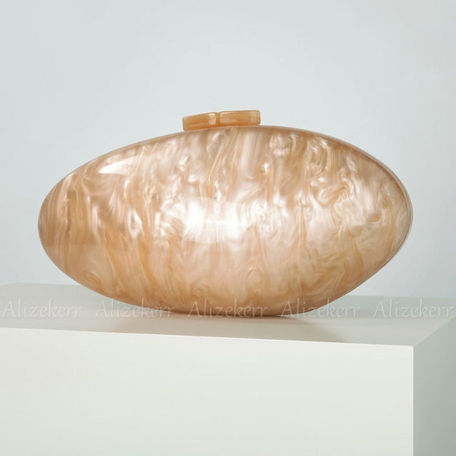 Women Oval Acrylic Evening Clutch