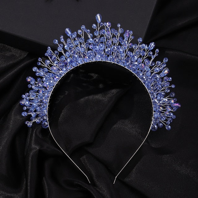 Crystal Bridal Crown/Headband with Silver Diamonds